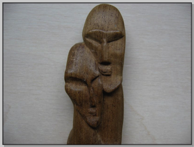 The Couple - wood carving by the Artist for his wife, circa 1962 - 4” h